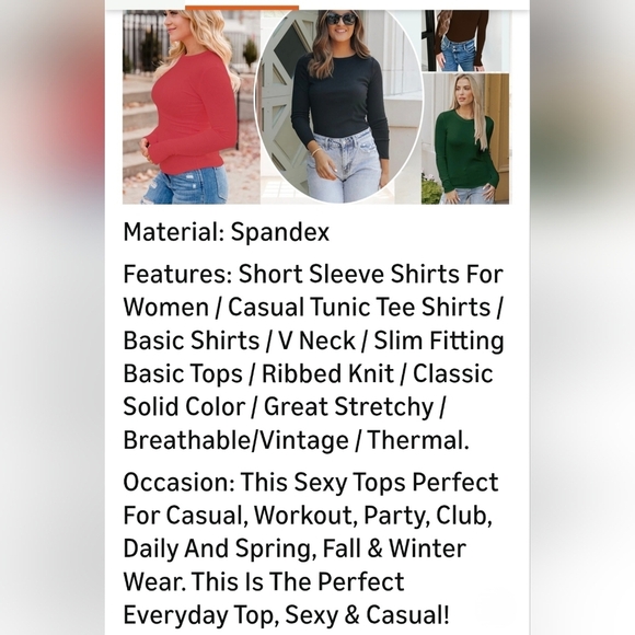 Women's Long Sleeve Crew Neck Ribbed Knit Top #1100 - Picture 3 of 7